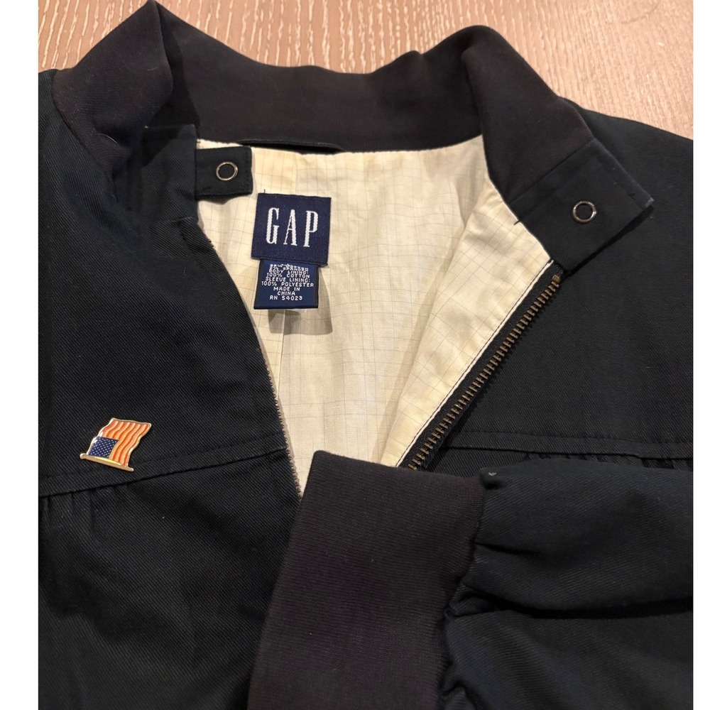 Gap Mens Harrington Bomber Jacket Black‎ Cotton Blend Full Zip Size L
